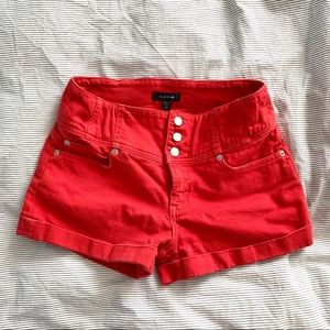 Bebe High Waisted Shorts - Red